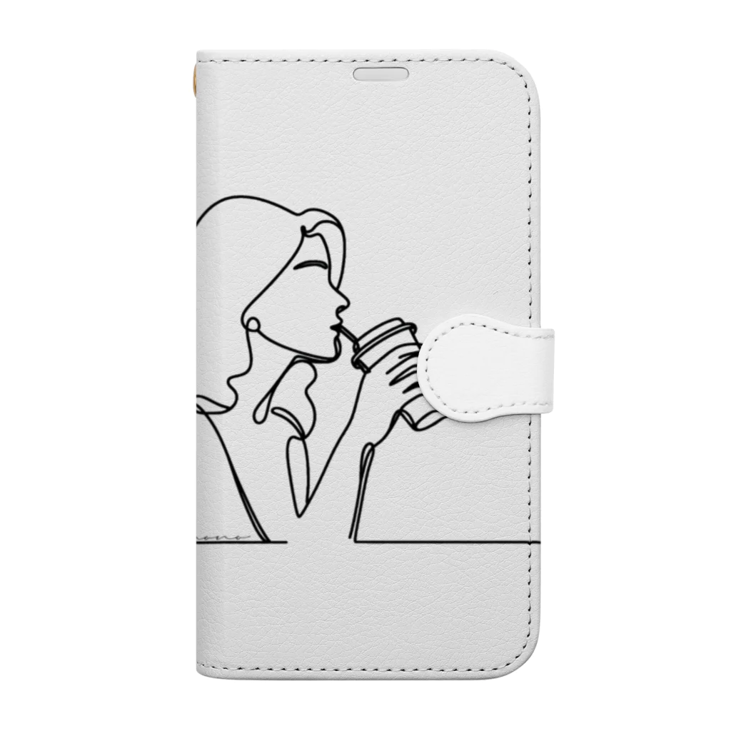 モノライティングの新作のカフェラテを添えて Book-Style Smartphone Case