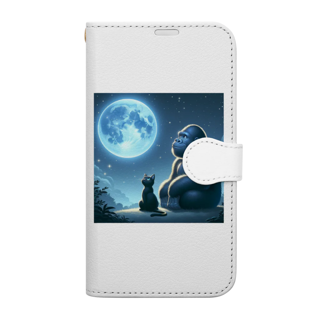 Super_Bluemoonのありそうでなさそうな猫とゴリラの友情♪ Book-Style Smartphone Case