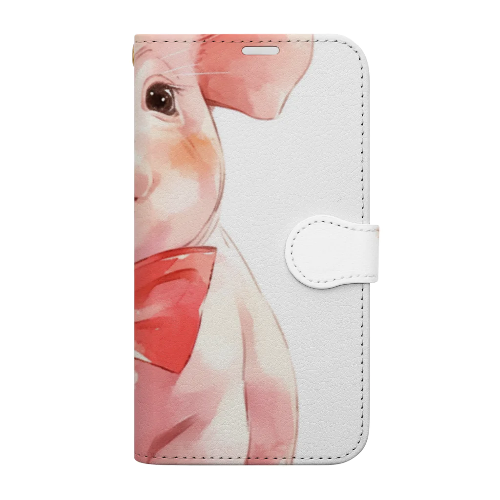 AQUAMETAVERSEのミニ豚　エンジェル717 2065 Book-Style Smartphone Case