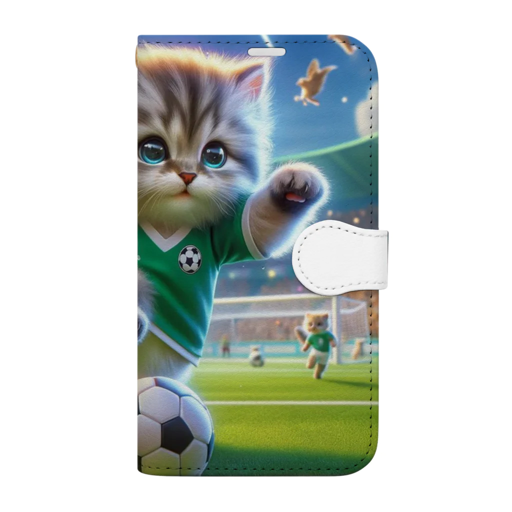 スポーツにゃんこ大戦争のサッカーにゃんこ Book-Style Smartphone Case