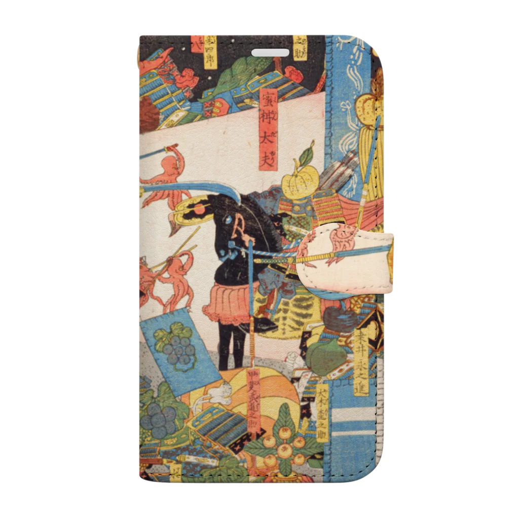 浮世絵ショップ のどぐろ　UKIYOE SHOP NODOGUROの青物魚軍勢大合戦之図 / Illustration of the Great Battle of thevegetables and Fish Army Book-Style Smartphone Case