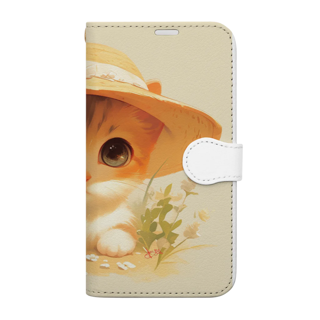 AQUAMETAVERSEの帽子をかぶった可愛い子猫 Marsa 106 Book-Style Smartphone Case