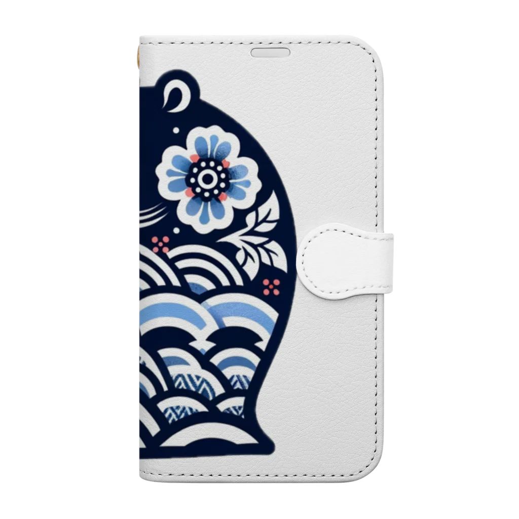 MYoshiの和柄　カバ④ Book-Style Smartphone Case