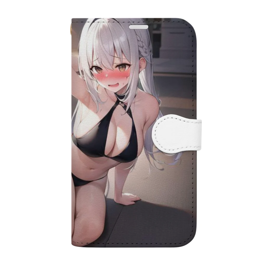 あなたに夢中の黒いビキニの女の子（銀髪Ｖｅｒ．） Book-Style Smartphone Case