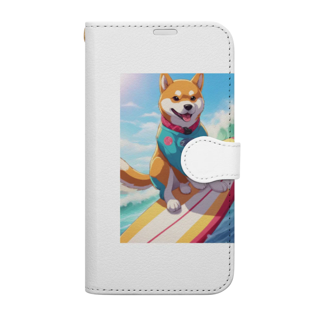 Lee17のサーフィンする柴犬 Book-Style Smartphone Case