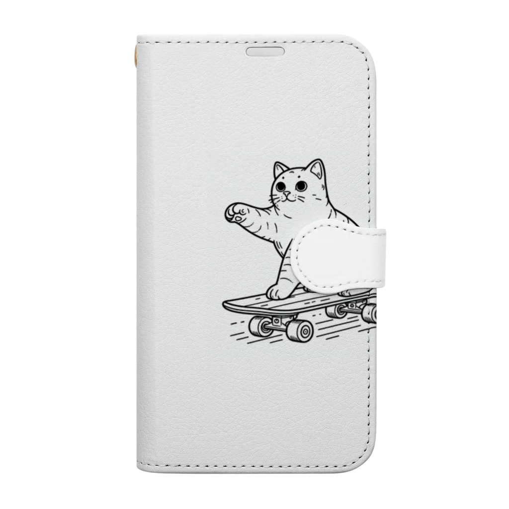 hakumenhonのスケートボード猫 Book-Style Smartphone Case