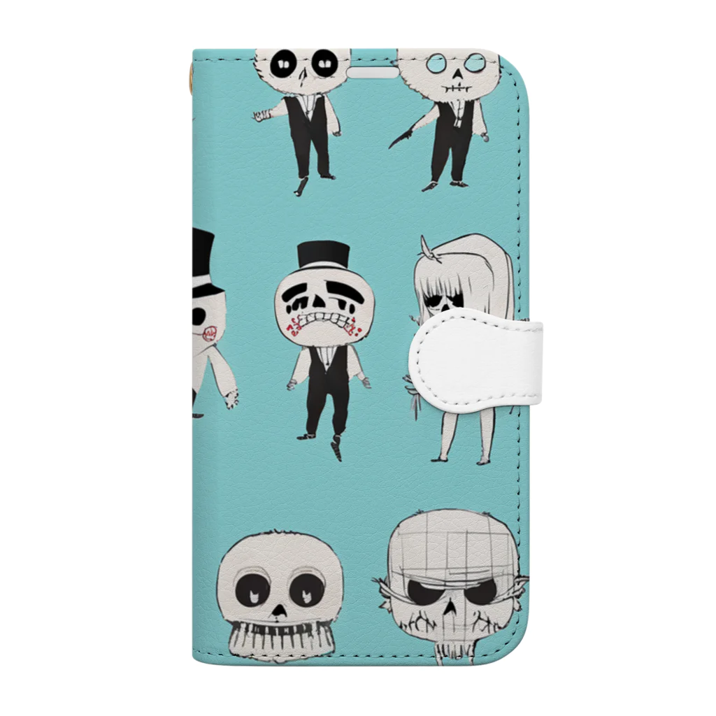 MEGROOVEのドクロいっぱい💀 Book-Style Smartphone Case