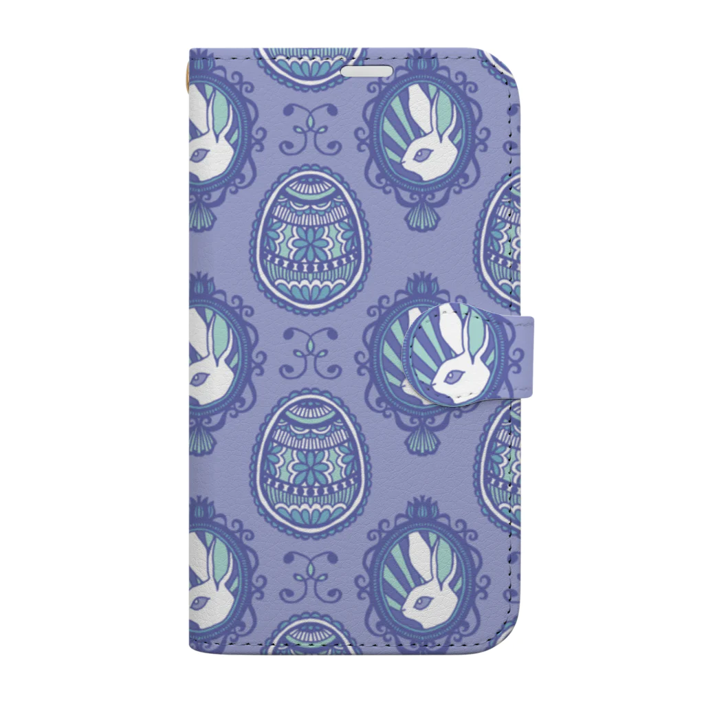 tettetextileのイースターラビット_blue Book-Style Smartphone Case