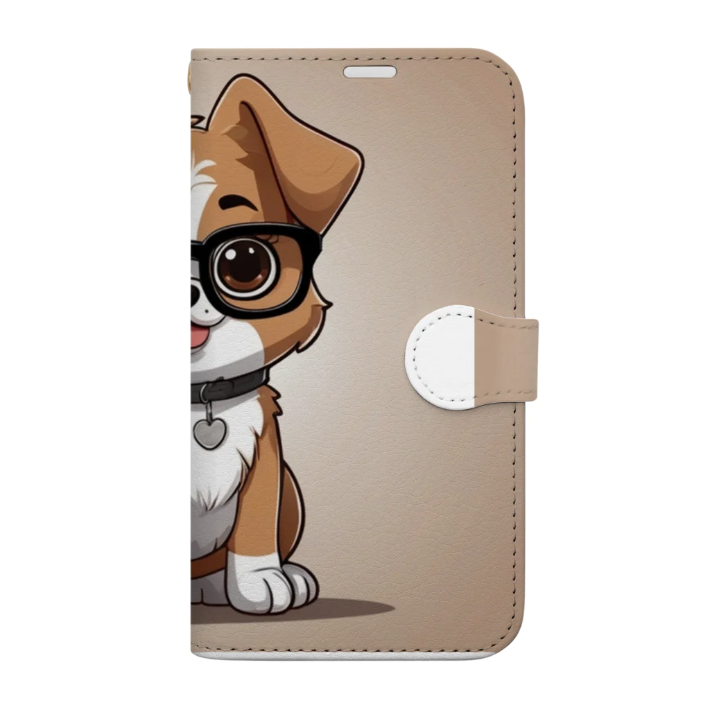 Khisakiの犬　カワイイ　眼鏡をかけている Book-Style Smartphone Case