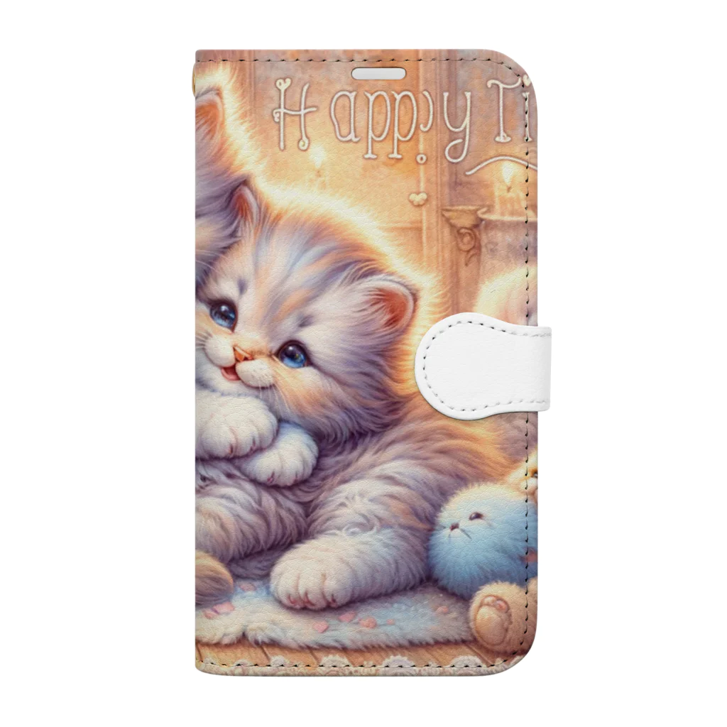 Yuya-Naganoの仲良く遊ぶ兄弟の猫 Book-Style Smartphone Case