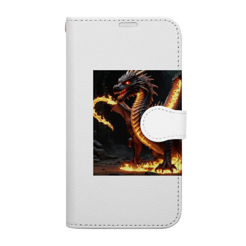 hanahana-3の激しく燃える炎に包まれた、かっこいいドラゴン Book-Style Smartphone Case