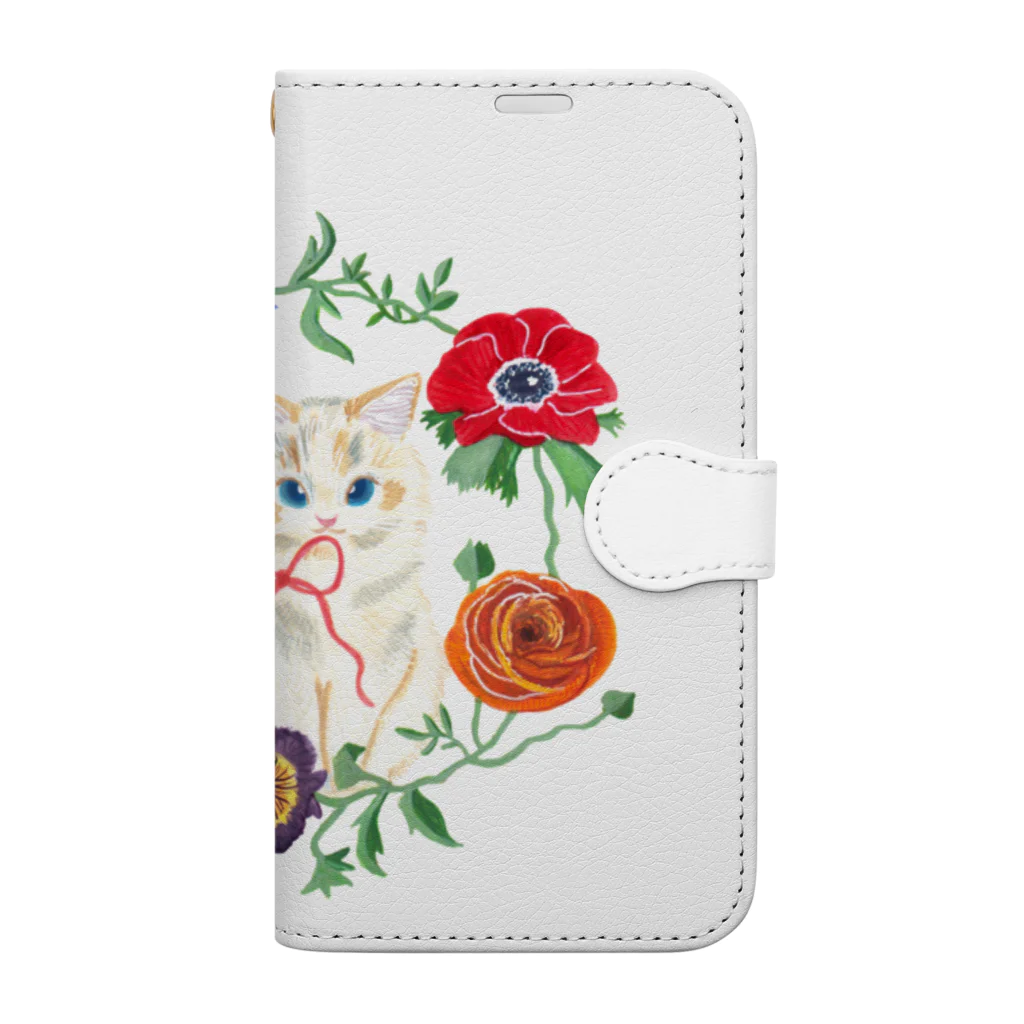 mitsuami_witchのSpring flower&Cat Book-Style Smartphone Case