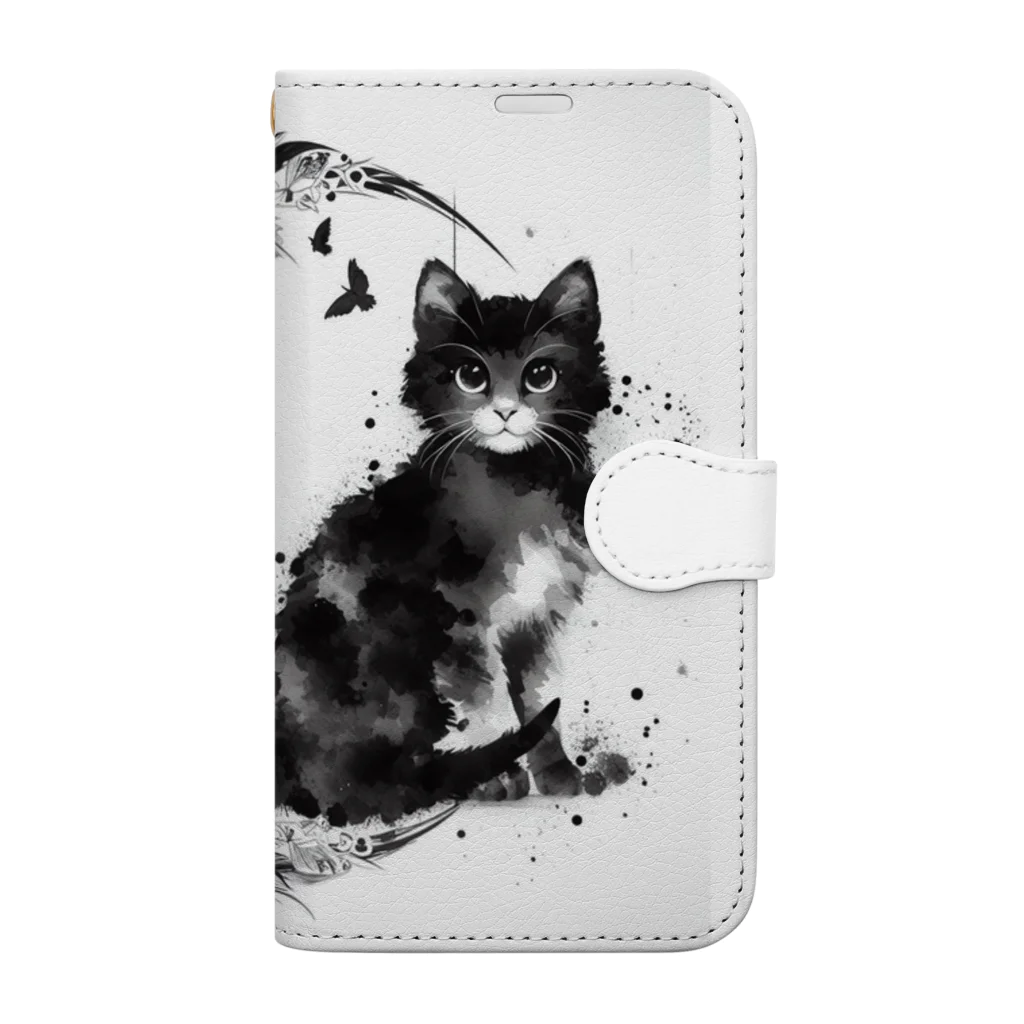 猫の墨遊の猫のスズ Book-Style Smartphone Case