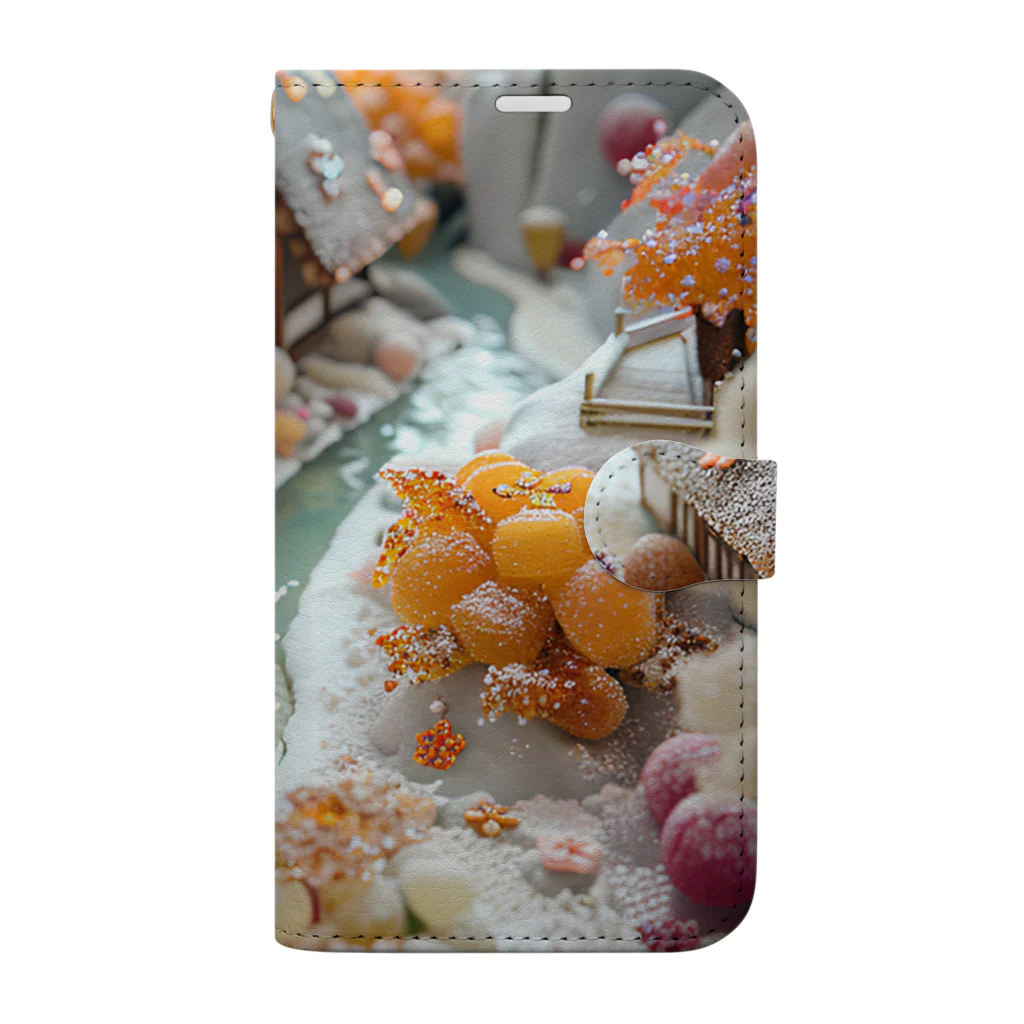 まみおデザインのお菓子の古民家 Book-Style Smartphone Case