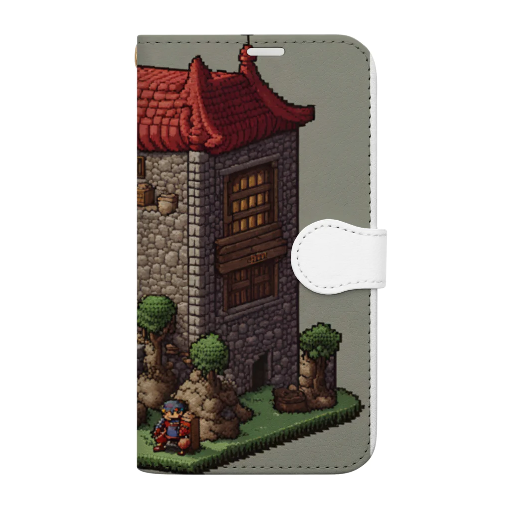 レトロゲームイラストのレトロゲードット絵ファミコン Book-Style Smartphone Case