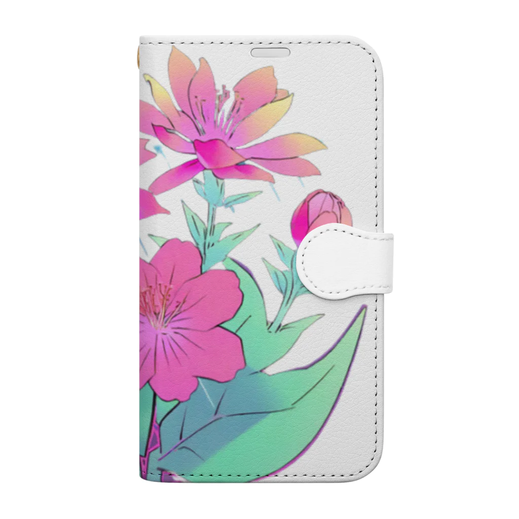 RetrowaveFlowerのRetrowaveFlower-ムルチコーレ- Book-Style Smartphone Case