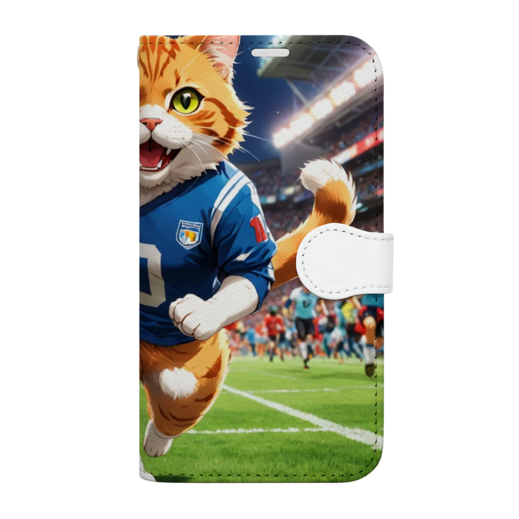 NekoAshiNoBathtubのアメリカンフットボールネコ Book-Style Smartphone Case