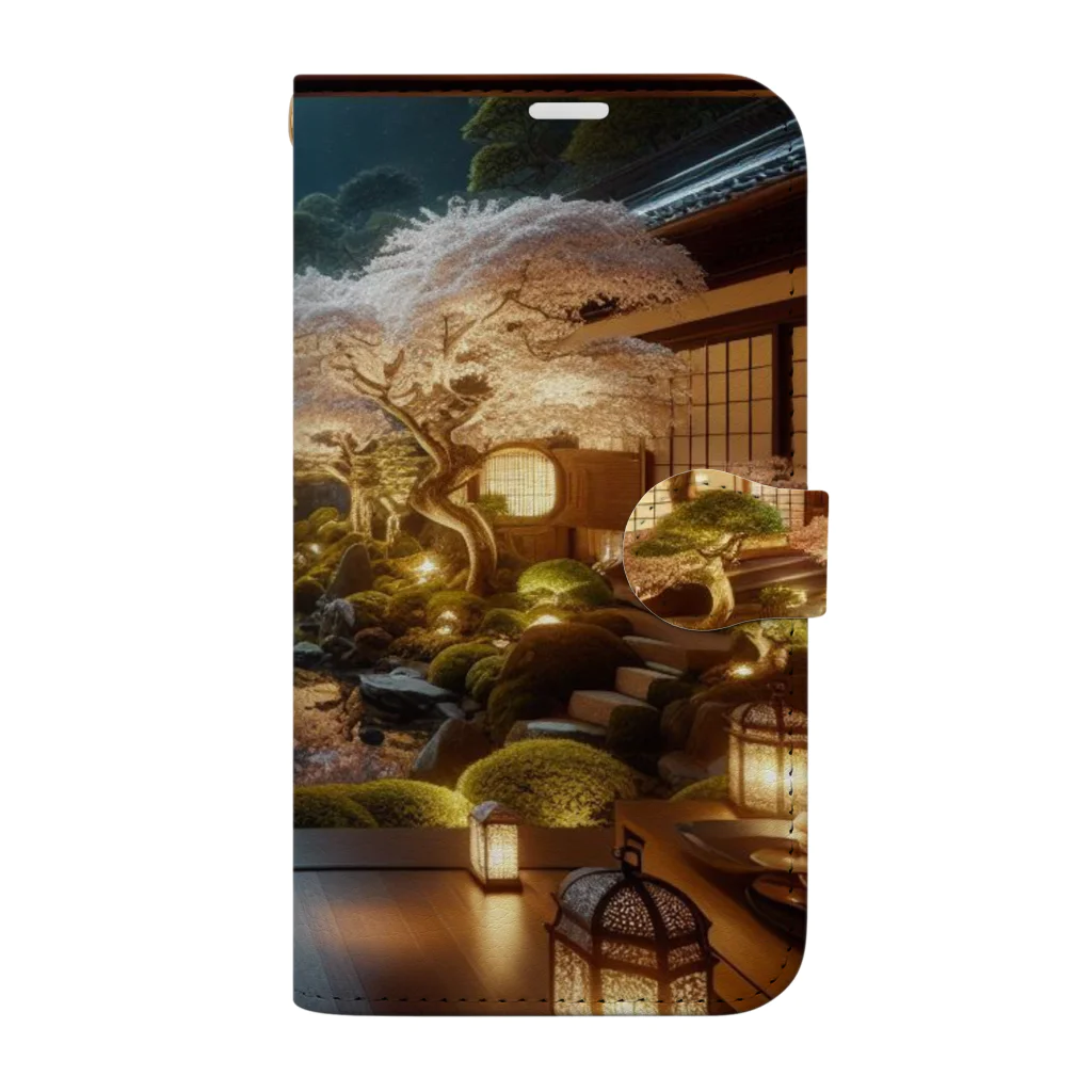 美女 アニメ 風景 おすすめの広大な日本庭園 Book-Style Smartphone Case