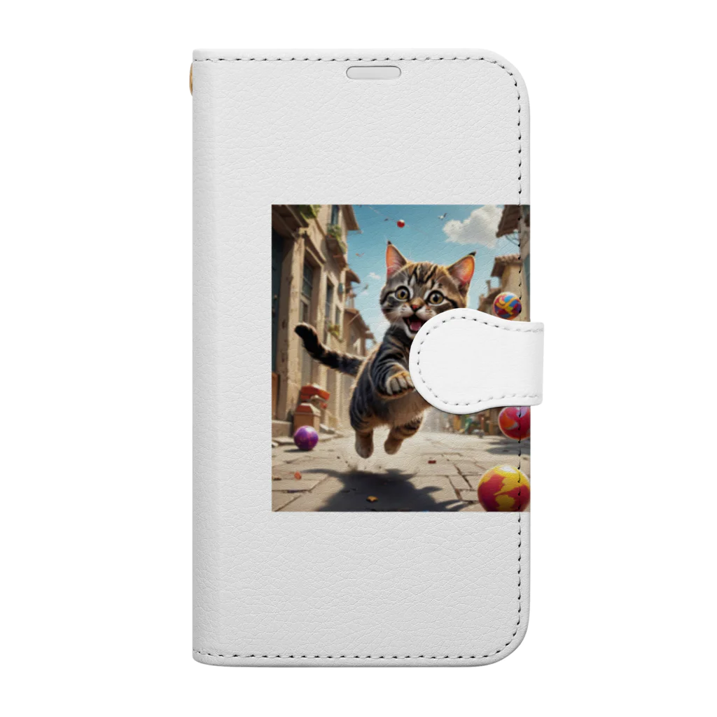 Ten117の遊ぶ子猫 Book-Style Smartphone Case