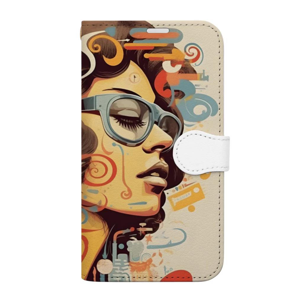 Grazing Wombatのfunky Lady 60's style Book-Style Smartphone Case