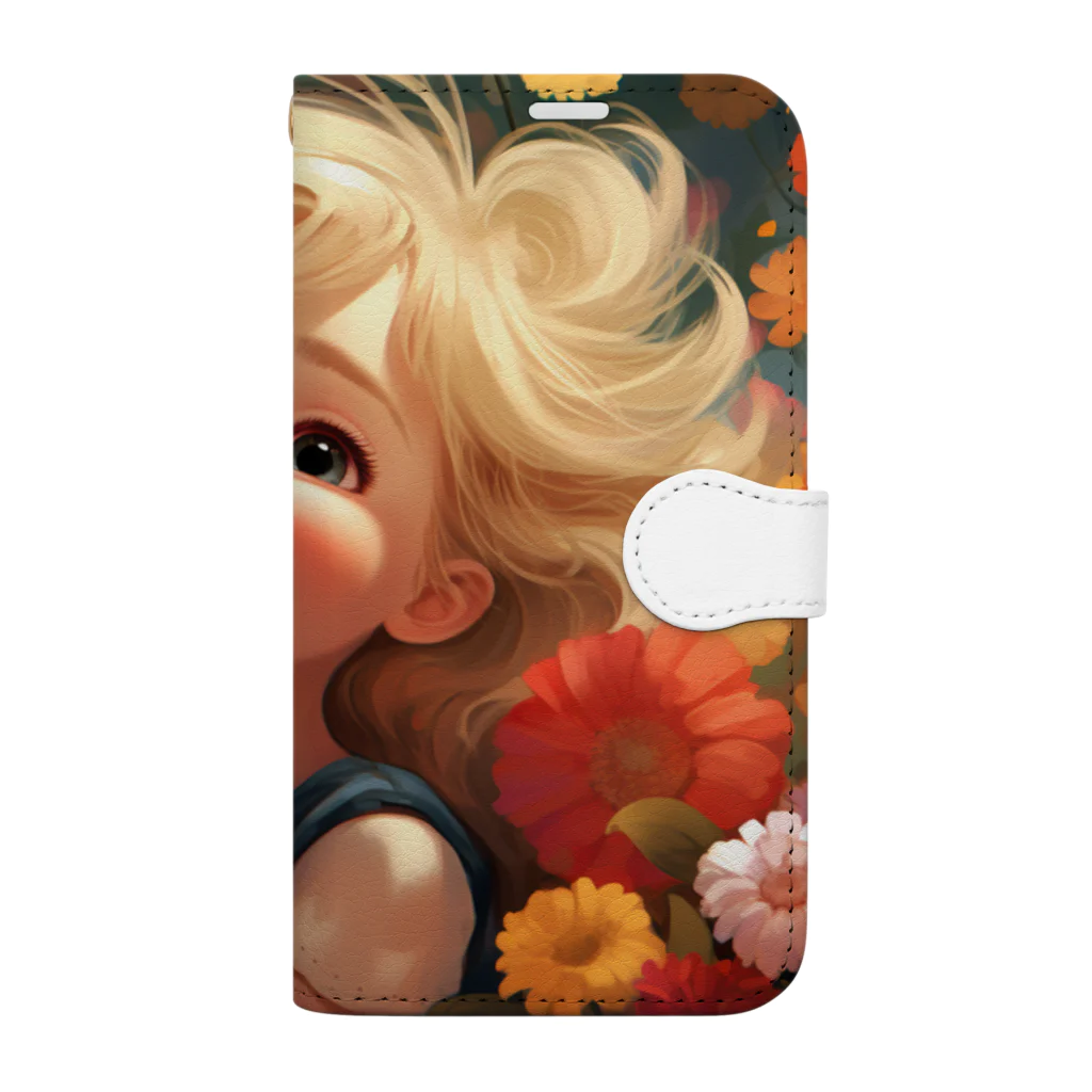 AQUAMETAVERSEの花に囲まれて幸せいっぱいの少女　なでしこ1478 Book-Style Smartphone Case