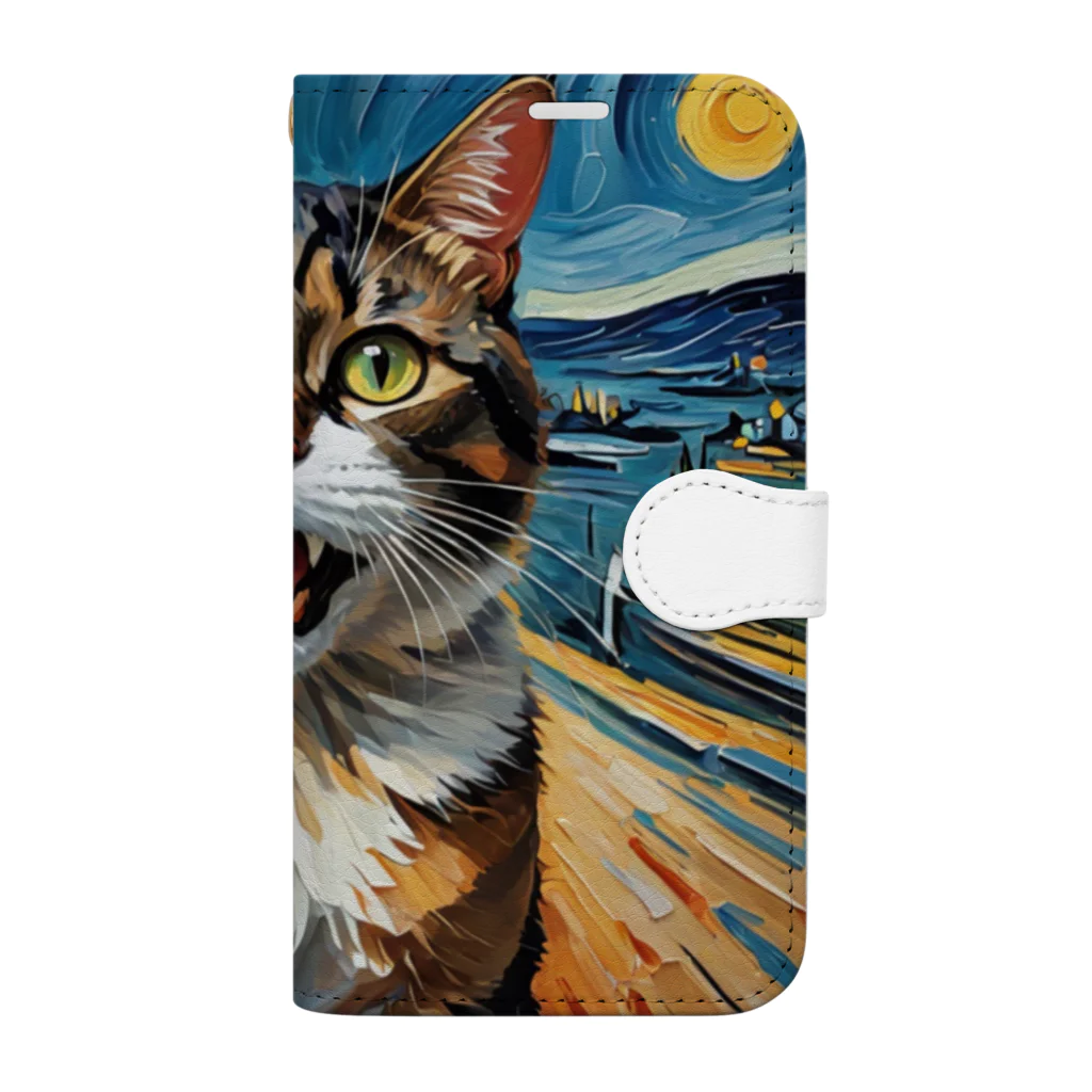 F2 Cat Design Shopのニャンコの叫 001 Book-Style Smartphone Case