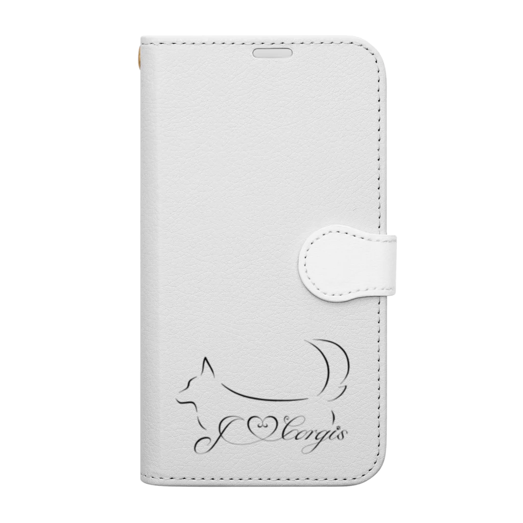 ORCATのI Love Corgis 尻尾あり（ロゴブラック） Book-Style Smartphone Case
