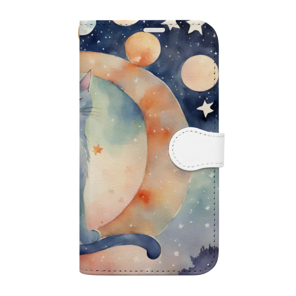 星降る夜にの眠り猫 Book-Style Smartphone Case