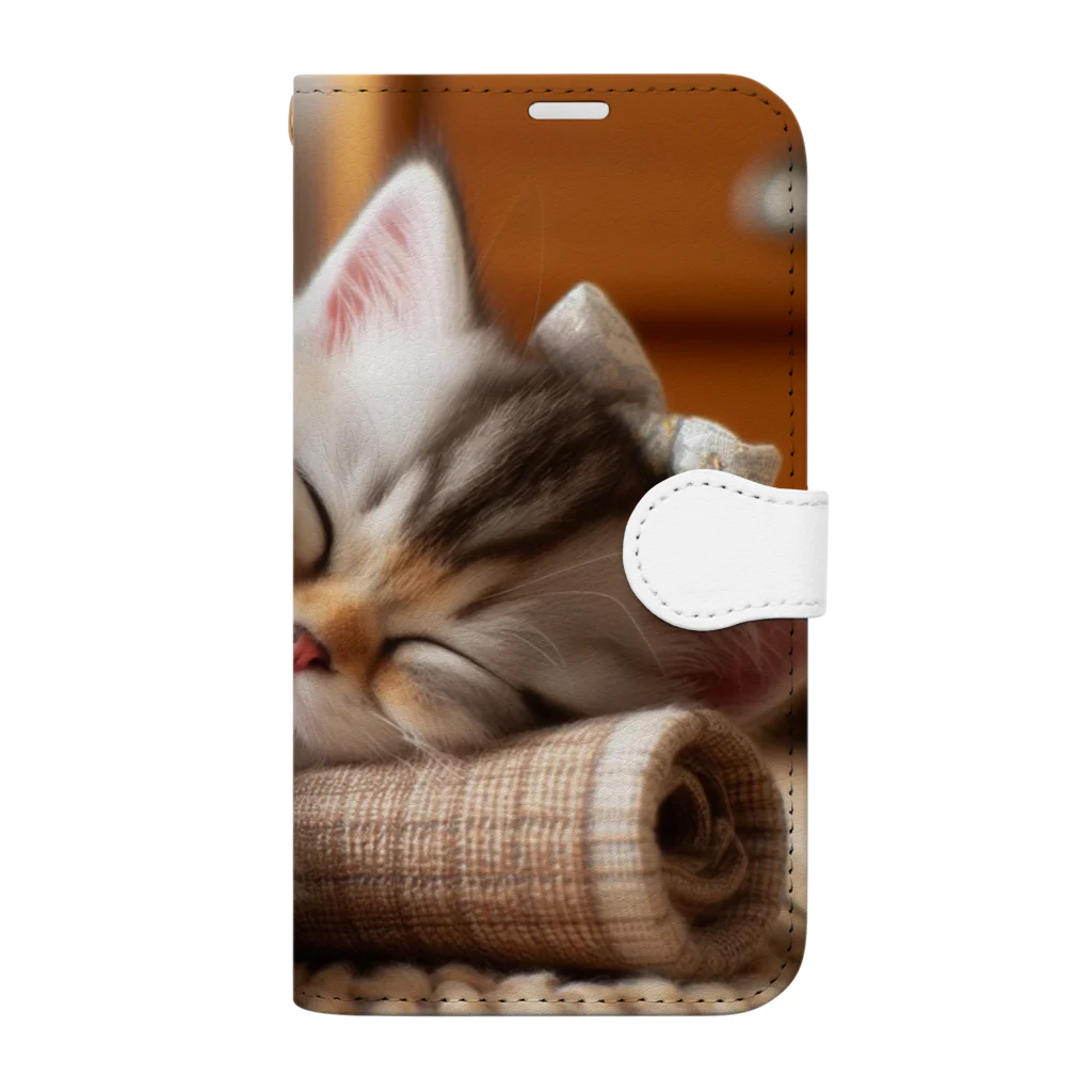 終わらない夢🌈の眠るにゃんこ😺zzz 手帳型スマホケース