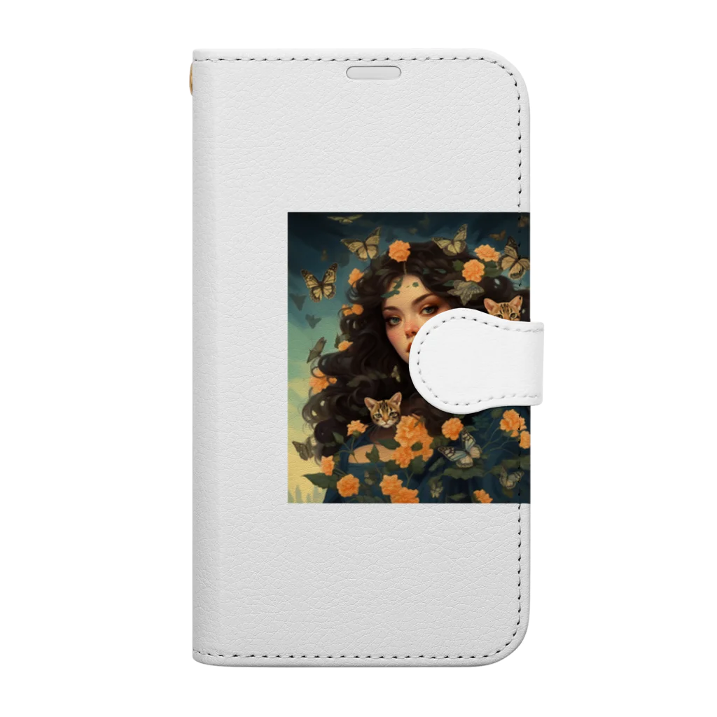 AQUAMETAVERSEの花と女と猫　なでしこ1478 Book-Style Smartphone Case