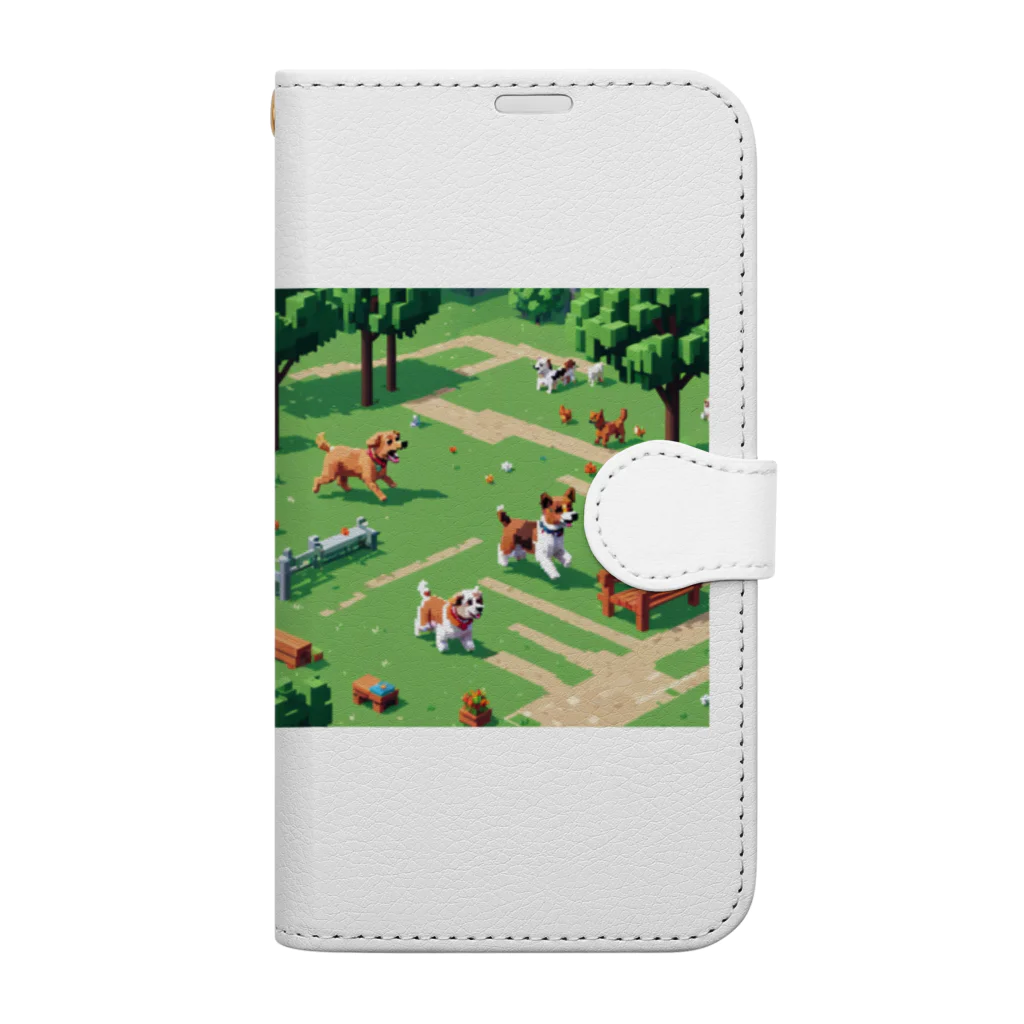 temtemの友達と遊ぶ犬 Book-Style Smartphone Case