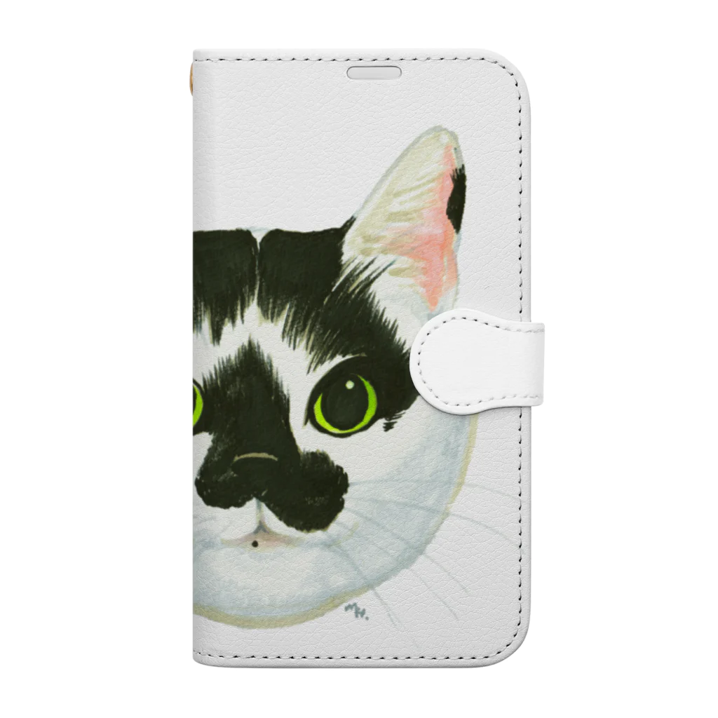 segasworksのねこさんのお顔（白黒ねこ） Book-Style Smartphone Case