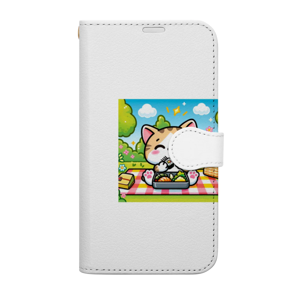 子猫カーニバルの遠足の楽しいお弁当タイム Book-Style Smartphone Case