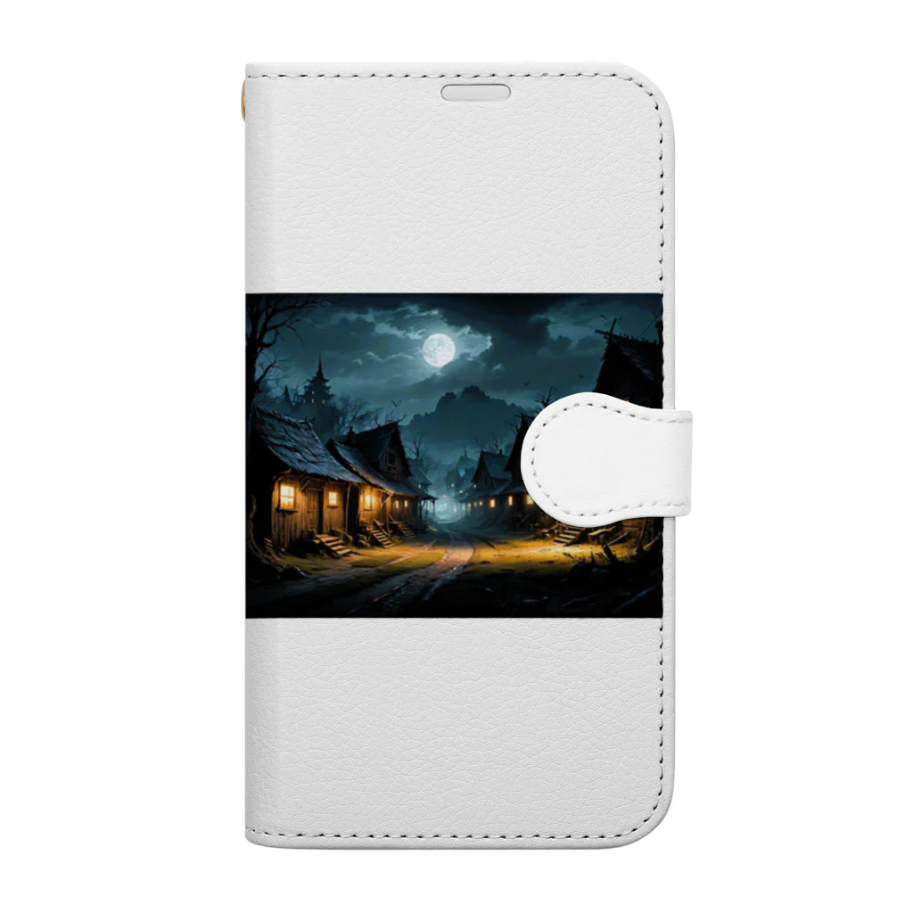 studio eizoの夜の村！ミリタリーファッションのエキサイティングな世界へようこそ！ Book-Style Smartphone Case