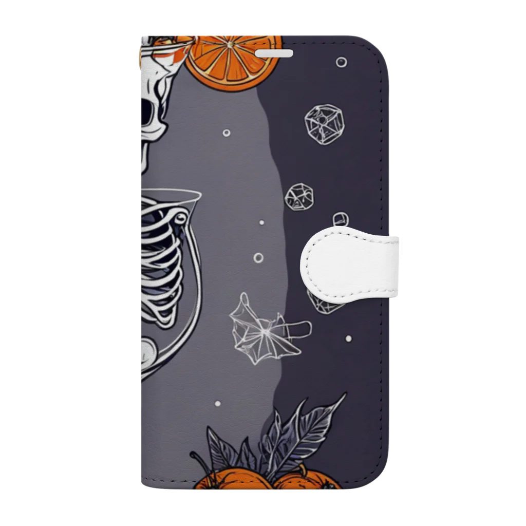 Skeletonのユニークなスケルトンアートがおしゃれに輝く！ Book-Style Smartphone Case