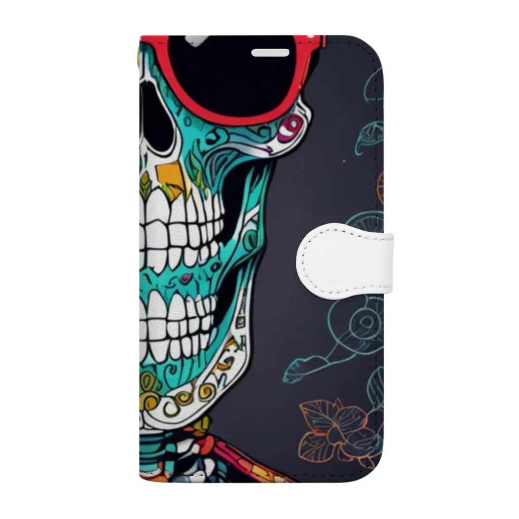 Skeletonのダイナミックなガイコツアート！ Book-Style Smartphone Case