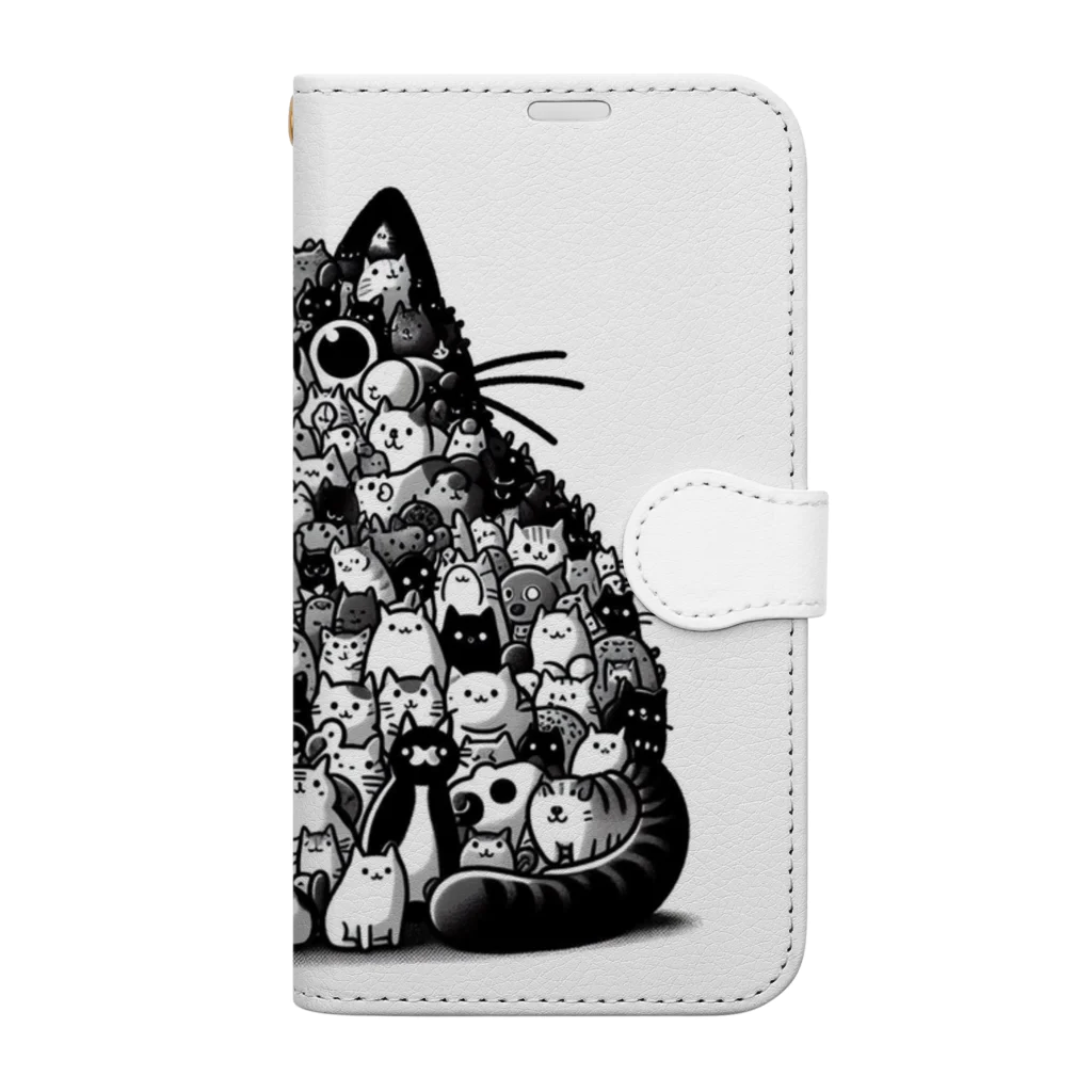 カピバラの#大量シリーズ　猫様たちのダイダラボッチ Book-Style Smartphone Case