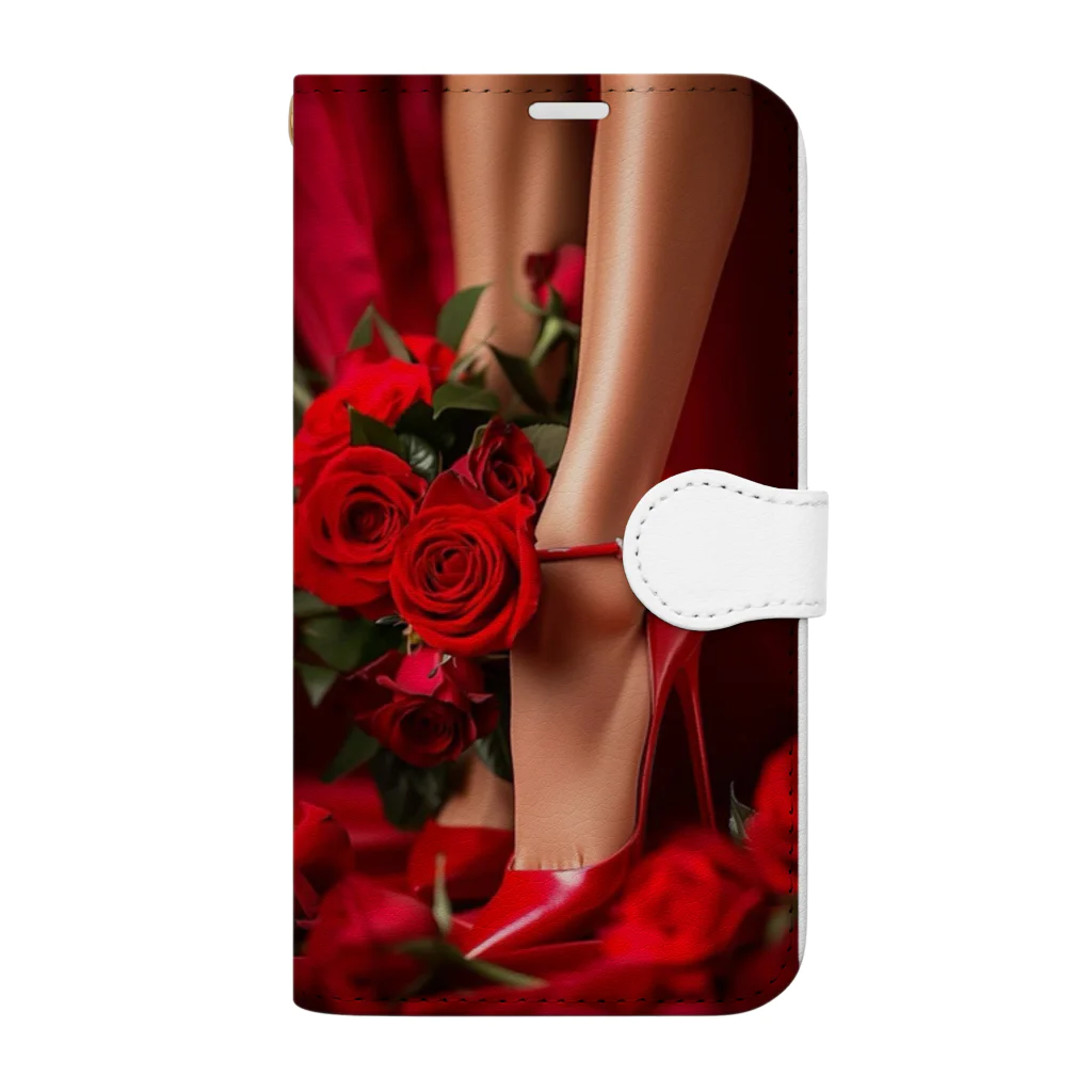 ニゴ猫　shopのred Rose heel  手帳型スマホケース