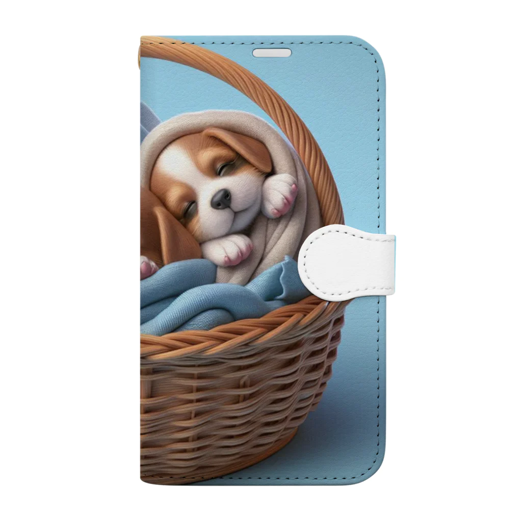 ふわふわ子犬の第①弾！ほっこり♡ ふわふわ子犬 Book-Style Smartphone Case