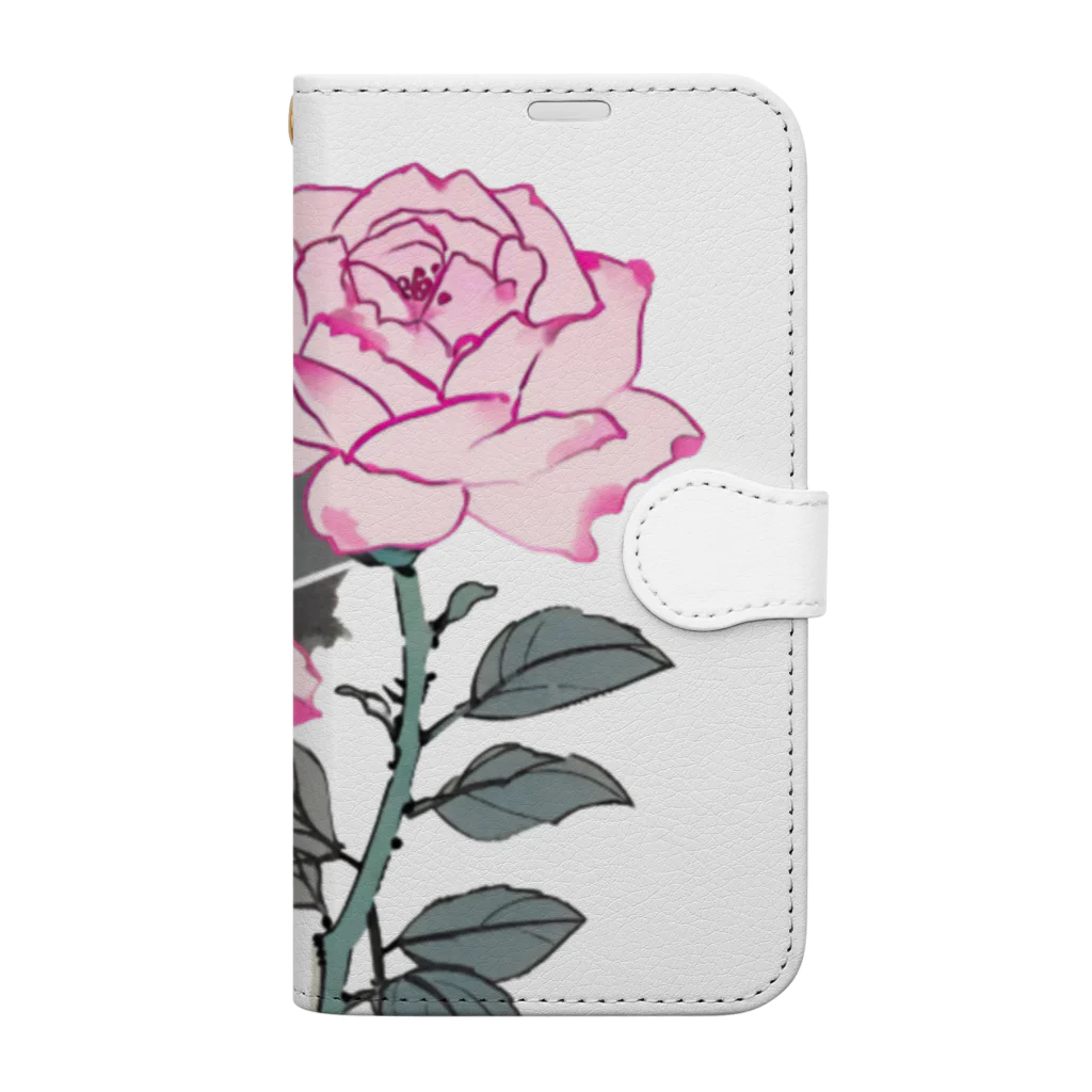 RetrowaveFlowerのRetrowaveFlower-薔薇(ピンク)- Book-Style Smartphone Case