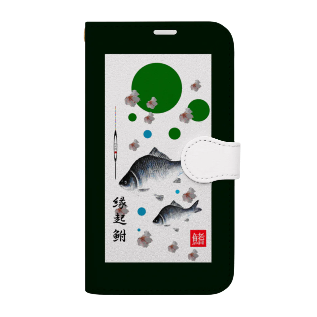 G-HERRINGのへら鮒！（ 縁起鮒 ）（ ヘラブナ；箆鮒；桜 ；フレームタイプ）あらゆる生命たちへ感謝をささげます。古来から継承されている伝統的な歴史や 文化に感謝と祈りをささげます。日本の魚を取り巻くあらゆる事柄が 素晴らしく輝きを放ち、世界へも継承、伝承されますようお祈りいたします。 Book-Style Smartphone Case