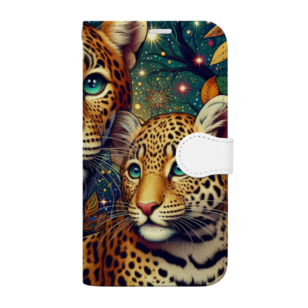 momoart8888の星空🐆🌟🌃 Book-Style Smartphone Case