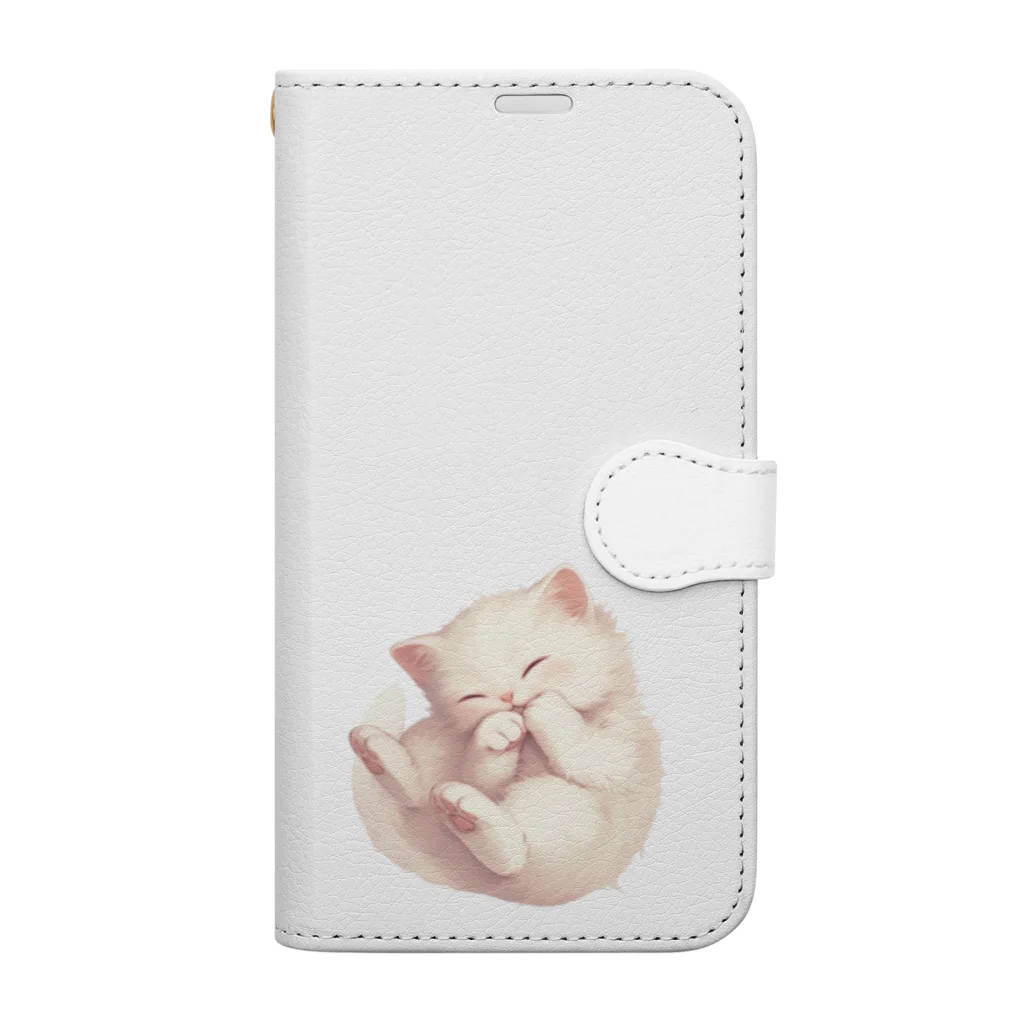 RKENの夢の中で冒険中のかわいらしい猫ちゃん。 Book-Style Smartphone Case