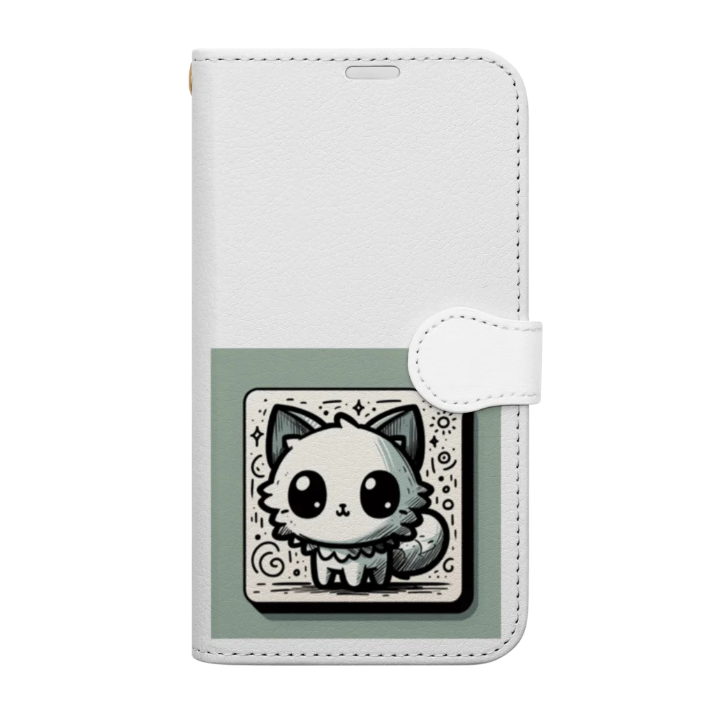 にゃんラボの落書きにゃんこシリーズ　コースターっぽい猫 Book-Style Smartphone Case