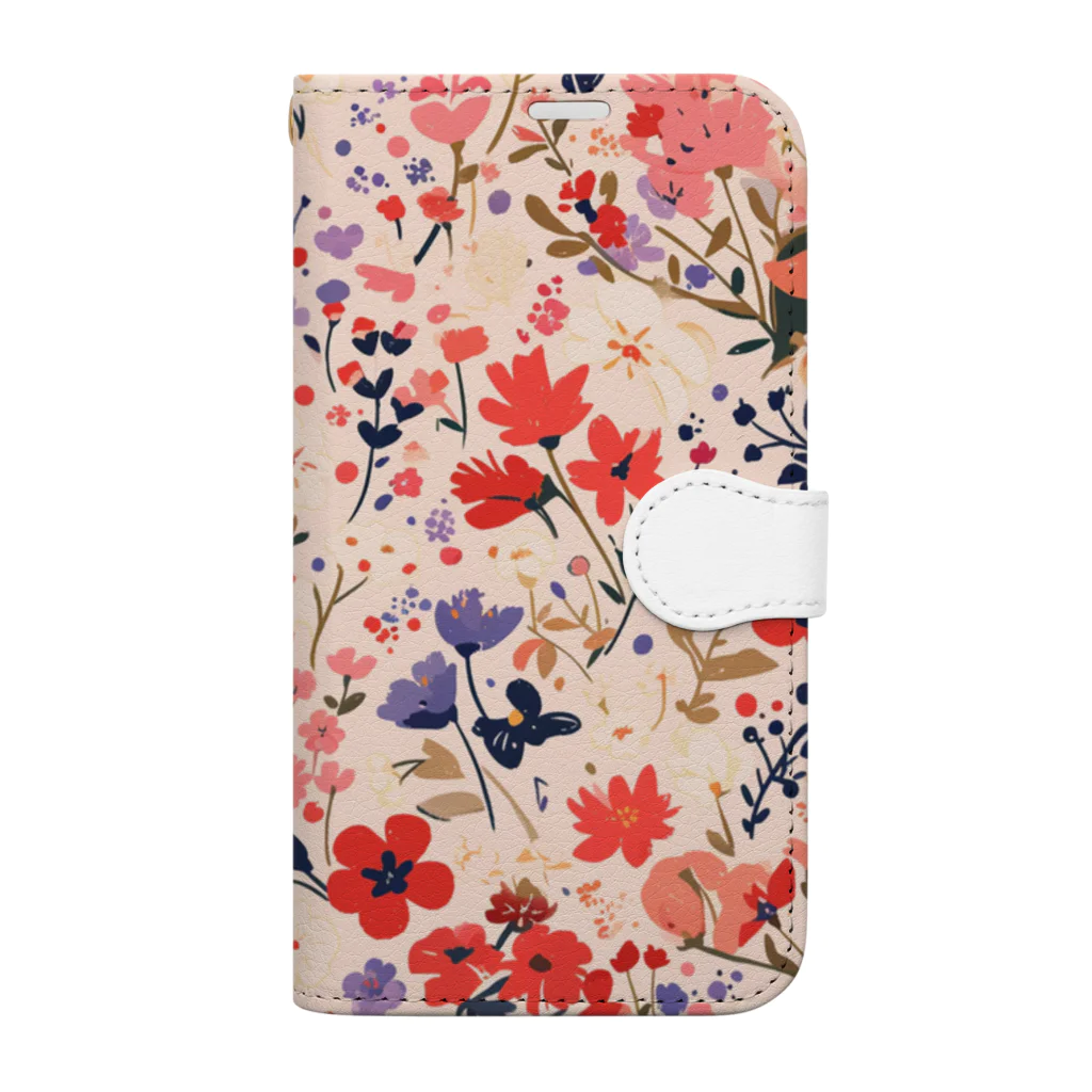 AQUAMETAVERSEの花柄のプリント　なでしこ1478 Book-Style Smartphone Case