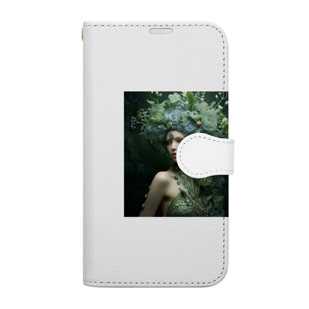 AQUAMETAVERSEのグリーンヘアーフアﾂシﾖン　なでしこ1478 Book-Style Smartphone Case