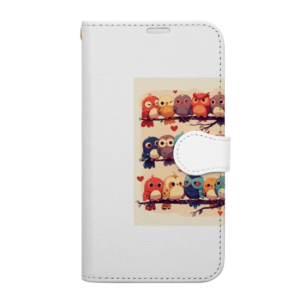 AQUAMETAVERSEの個性的な華やかなフクロウたち　Hime  2530 Book-Style Smartphone Case