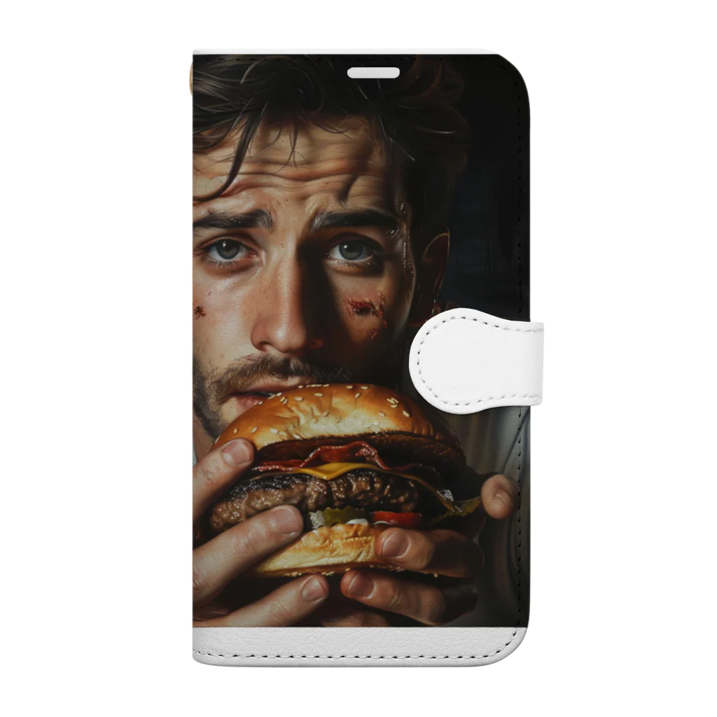 AQUAMETAVERSEのハンバーガーと男　エンジェル717 2065 Book-Style Smartphone Case