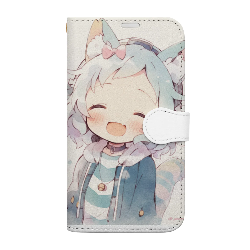 Online/Ojiyのシロミミちゃん Book-Style Smartphone Case