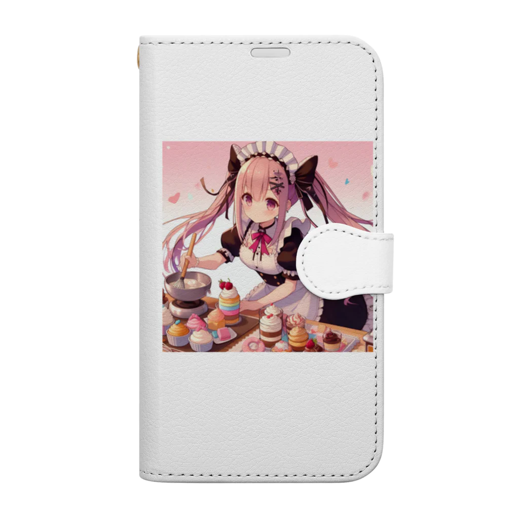 kei-1818のお菓子作りのメイドさん Book-Style Smartphone Case